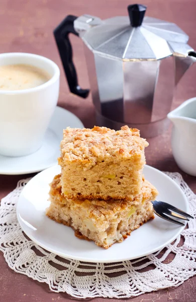 Squares of apple coffee cake — Stock Photo, Image