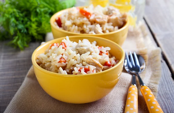 Pollo cremoso y arroz con zanahoria — Foto de Stock