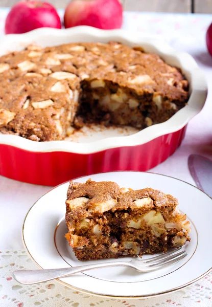 Fetta di torta di mele integrale — Foto Stock