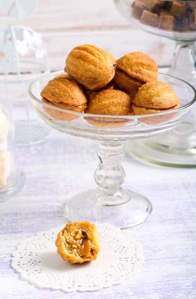 Sweet pastry balls with caramel filling — Stock Photo, Image