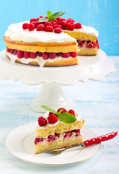 Citrom torta málna — Stock Fotó
