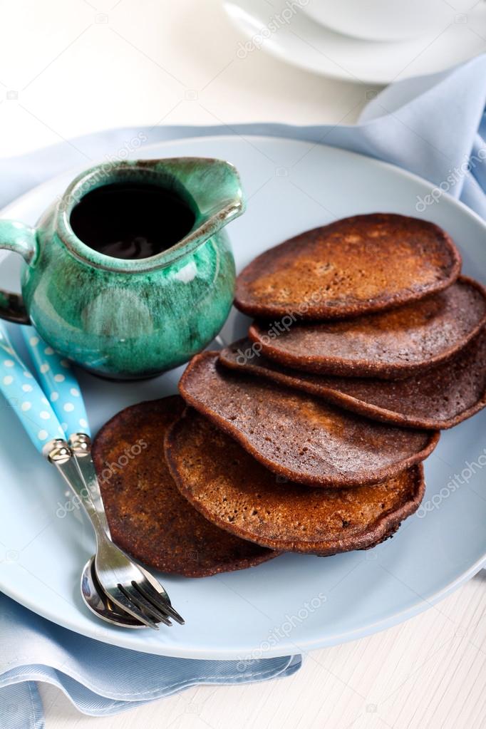 Chocolate whole wheat pancakes 