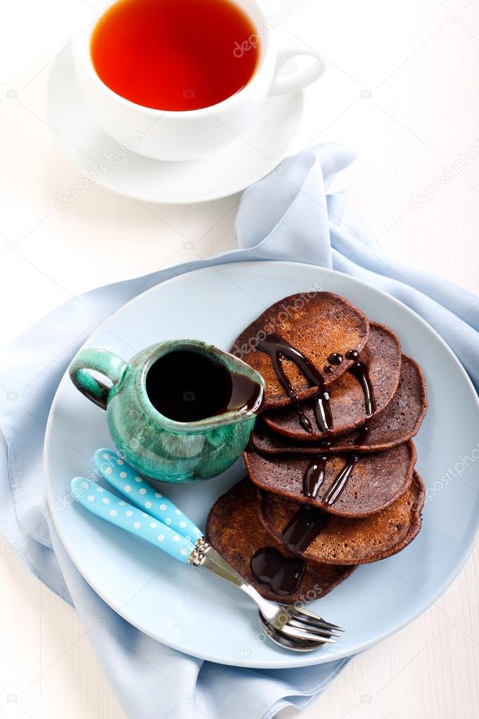 Chocolate whole wheat pancakes  