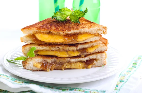 Fig jam and cheese grilled sandwich — Stock Photo, Image