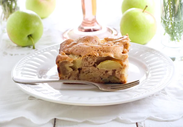 Slice of chunky apple cake — Stock Photo, Image