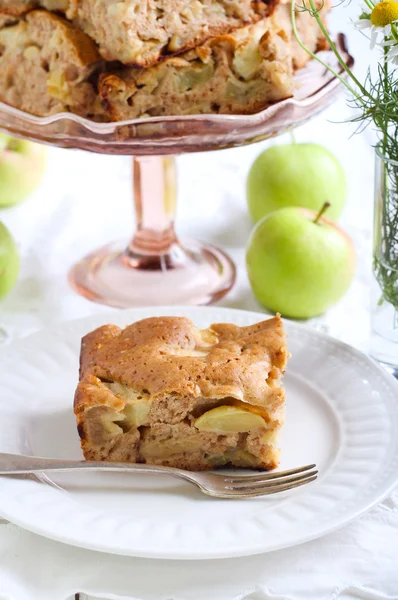 Slice of chunky apple cake — Stock Photo, Image