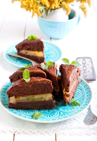 Çikolata ve nane kek — Stok fotoğraf