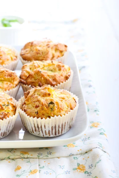 Savory courgette, herbs and feta muffins — Stock Photo, Image