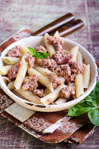 Pasta with beef — Stock Photo, Image