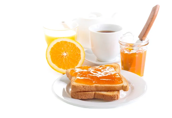 Rostat bröd med orange marmelad — Stockfoto