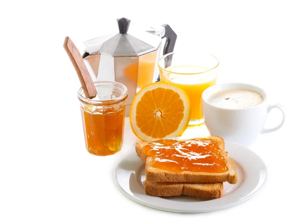 Rostat bröd med orange marmelad — Stockfoto