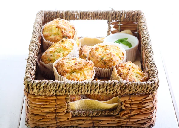 Zucchini, herbs and feta muffins — Stock Photo, Image