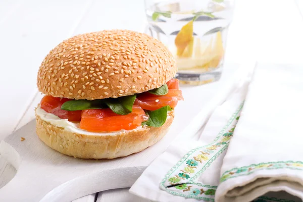 Salmon and cream bun — Stock Photo, Image