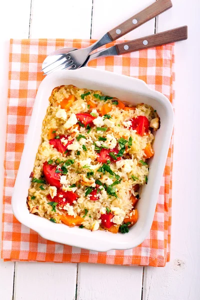 Pumpkin, tomato and fetta risotto — Stock Photo, Image