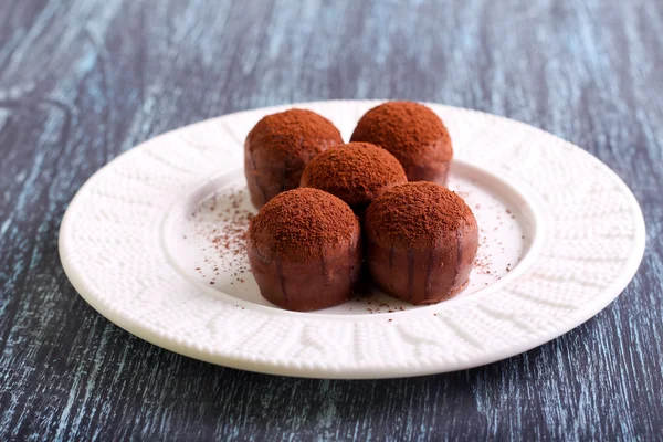 Homemade chocolate truffle candies — Stock Photo, Image