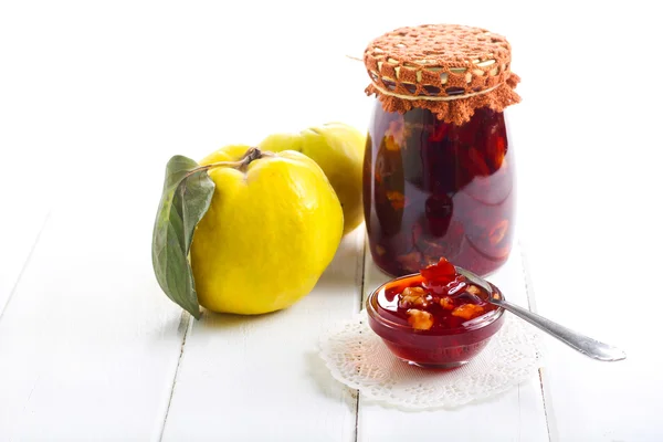 Quince and walnut homemade jam, — Stock Photo, Image