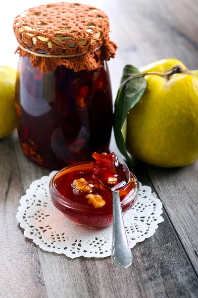 Quince and walnut homemade jam — Stock Photo, Image