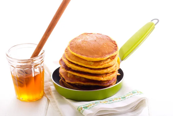 Fluffy pumpkin pancakes — Stock Photo, Image