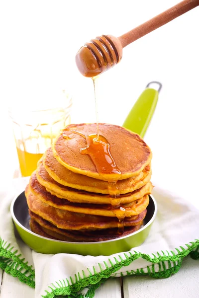 Fluffy pumpkin pancakes — Stock Photo, Image