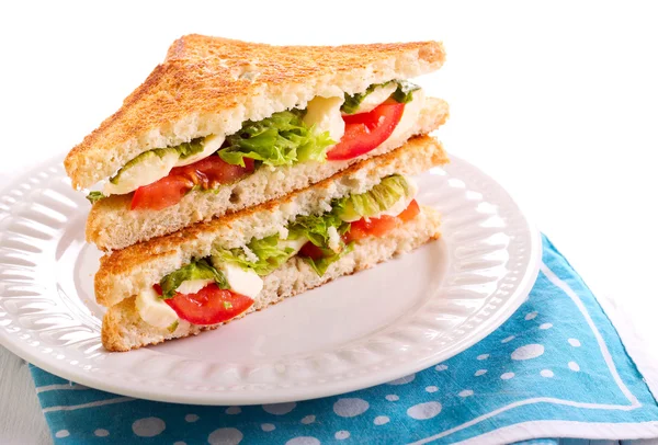 Sandwich a la parrilla de mozzarella y tomate —  Fotos de Stock