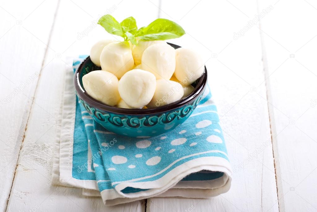 Mozzarella balls in a bowl