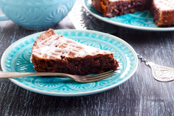 Chocolate fudge cake slice — Stock Photo, Image
