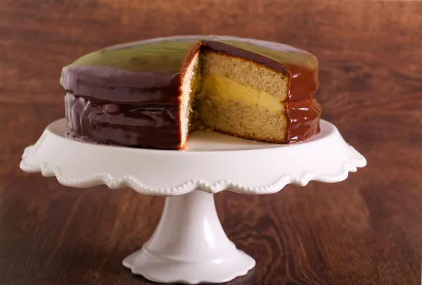 Tårta med vaniljsås — Stockfoto