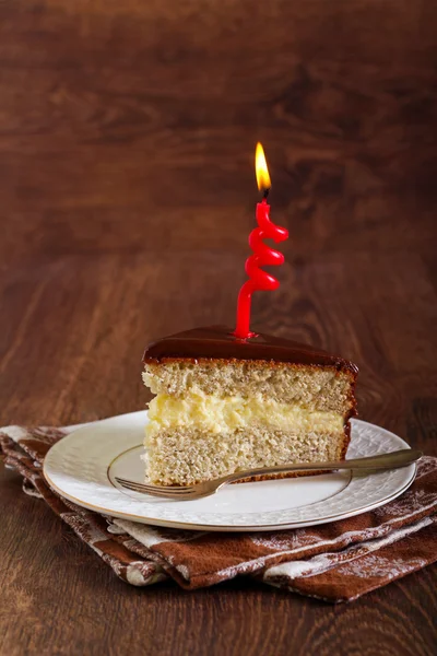Kuchen mit Kerze — Stockfoto