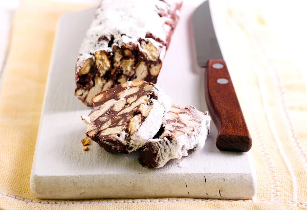 Chocolate, biscoito e nozes deserto — Fotografia de Stock