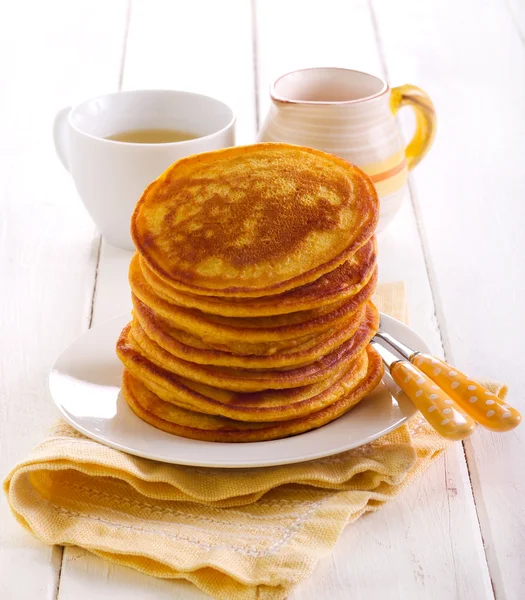 Stack of pancakes on plate — Stock Photo, Image