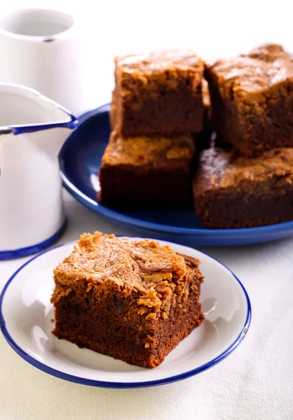 Peanut butter swirl brownies bars — Stock Photo, Image