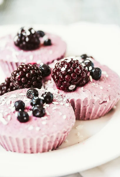 Cheesecake de baga vegan cru com coco, close-up — Fotografia de Stock