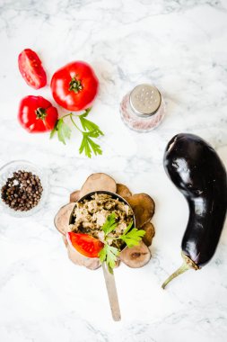 Baba ganoush, tahin ve fırında patlıcan dan arap meze, t