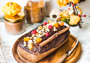 kabak ve buzlanma, vegan kek, Sonbahar ile çikolatalı kek