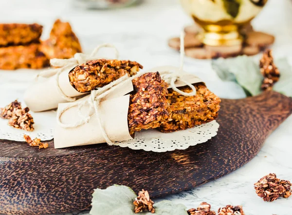 Barras de granola de calabaza con mantequilla de maní y semillas —  Fotos de Stock