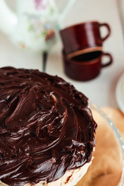 맛있는 집에서 초콜릿 케이크 Moist 초콜릿 신선하게 먹거나 보관하는 생일을 — 스톡 사진