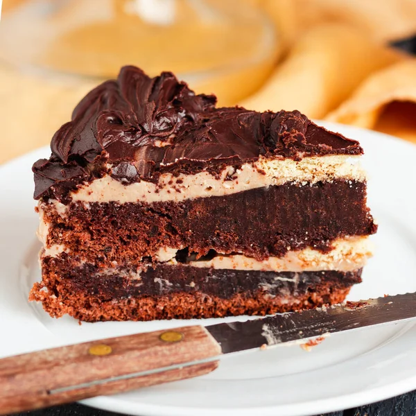 초콜릿이 생일날 케이크가 파란색의 Homemade Chocolate Frosting Dessert Insta Size — 스톡 사진