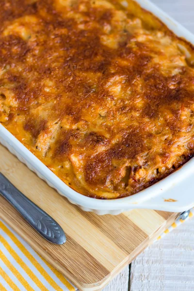 Meat lasagna in the form of baking — Stock Photo, Image