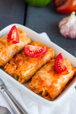 et ve domates, Rus yemekleri ile haşlanmış lahana dolması