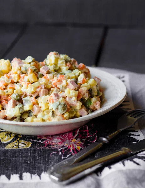 Olivier salad, Christmas food — Stock Photo, Image