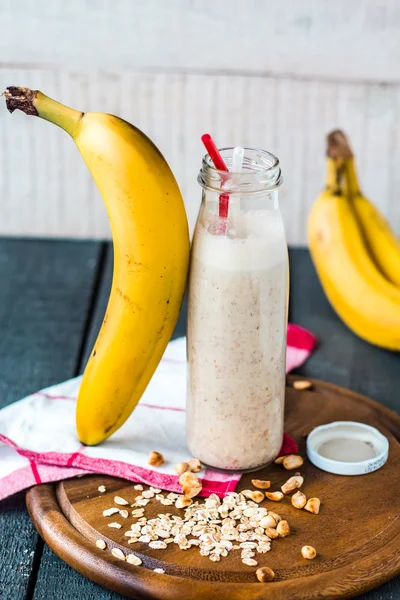 banana smoothie with oatmeal and nut paste
