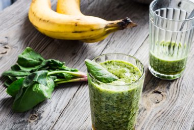 Ispanaklı, vitamini yeşil smoothie muz, temiz yemek