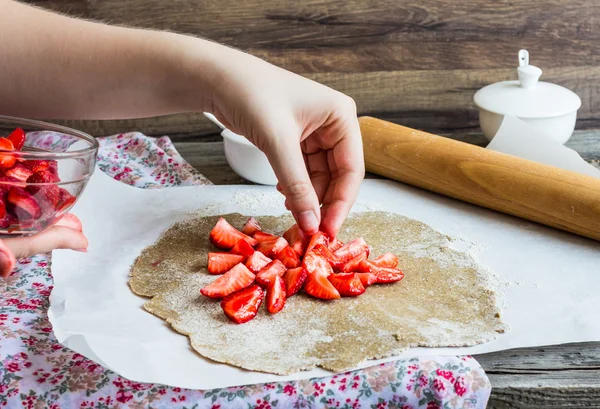süreçleri çavdar taze çilek ile sağlıklı v bisküvi yemek