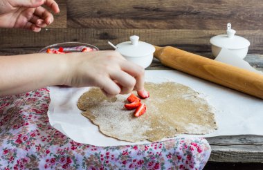 süreçleri çavdar taze çilek ile sağlıklı d bisküvi yemek