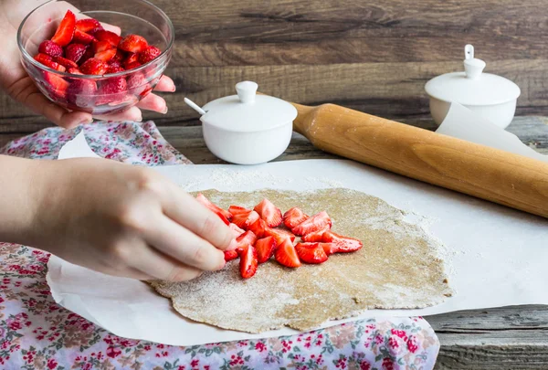 süreçleri çavdar taze çilek ile sağlıklı v bisküvi yemek