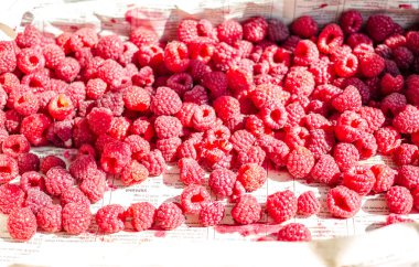 mezarda taze kırmızı ahududu