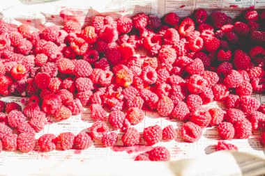 mezarda taze kırmızı ahududu