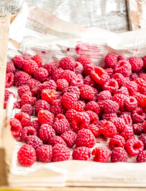 mezarda taze kırmızı ahududu