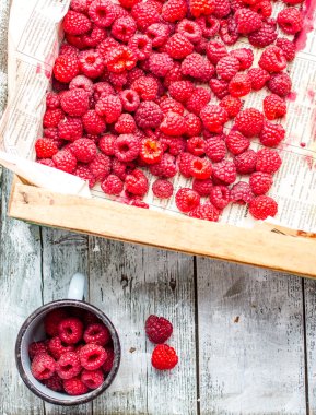 mezarda taze kırmızı ahududu