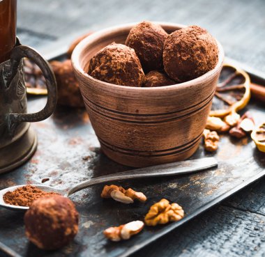 El yapımı çikolata, tatlı tatlı, seçici odak